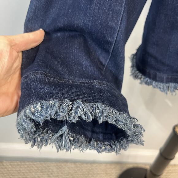 DG2 Diane Gilman Denim Jean Jacket Plus size 3X Stretch Frayed Zip Front Peasant - Picture 6 of 10